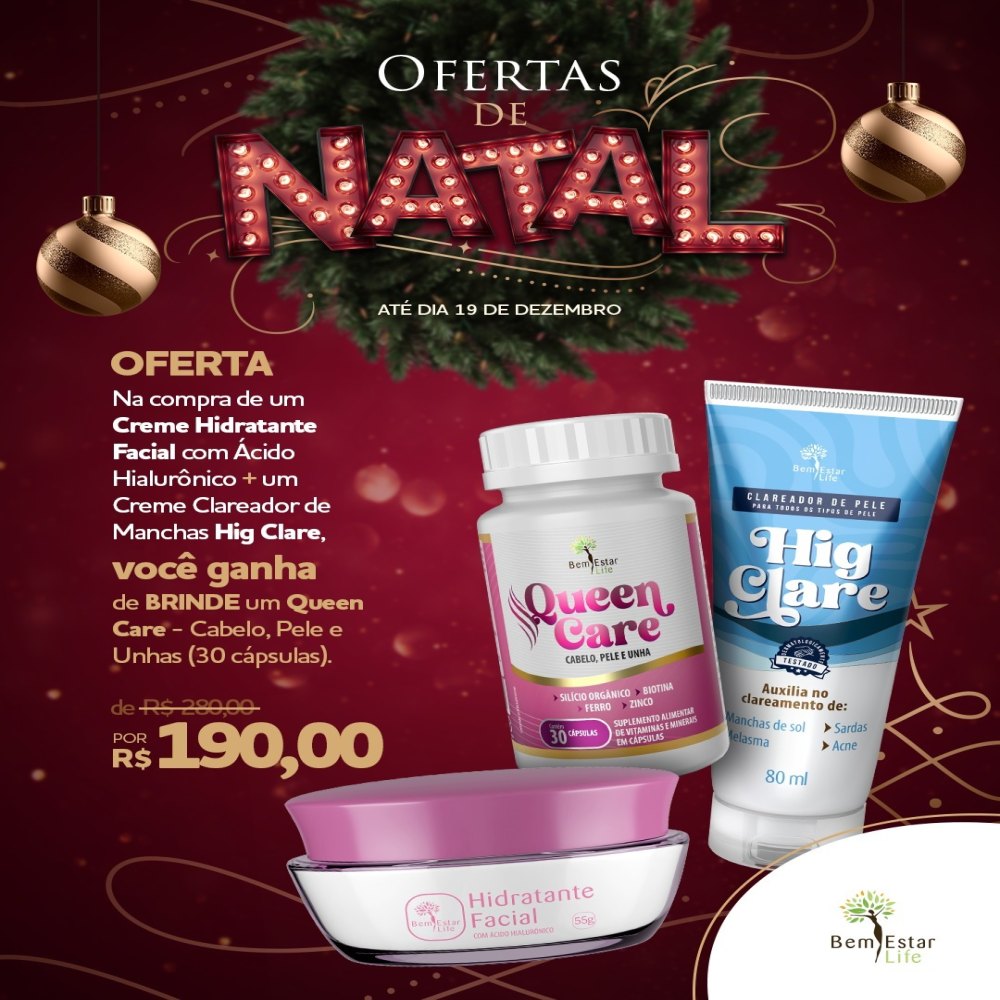 Hidratante facial + hig clare + queen care Hidratante facial + hig clare + queen care