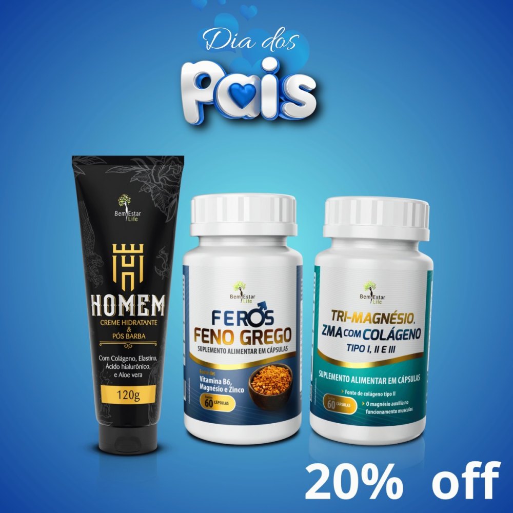 FENO GREGO  FEROS + TRIMAGNESIO  COM ZMA+ CREME POS BARBA 