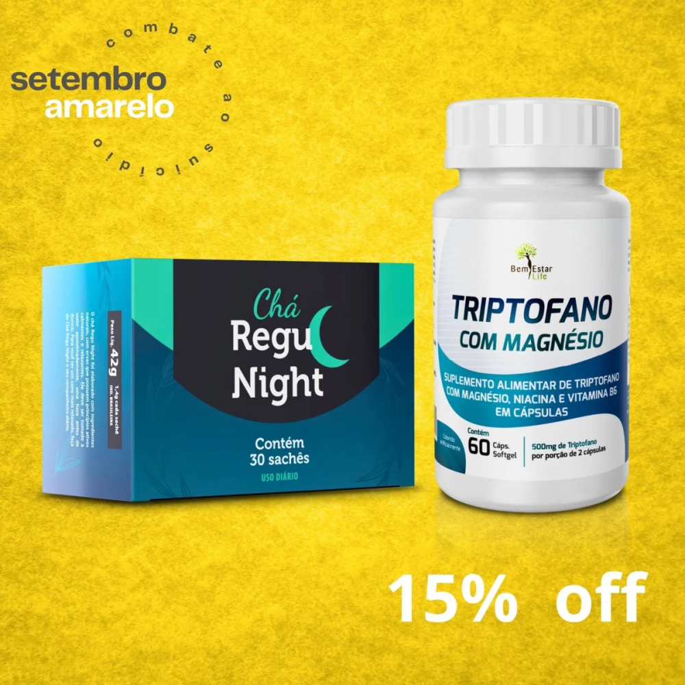 TRIPTOFANO COM MAGNÉSIO  + CHÁ REGU NIGTH 30 SACHE 