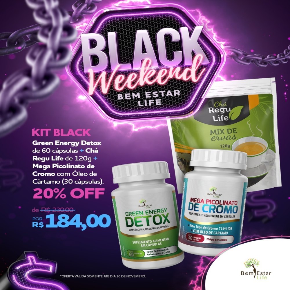 Green energi + chá pacote + picolinato 