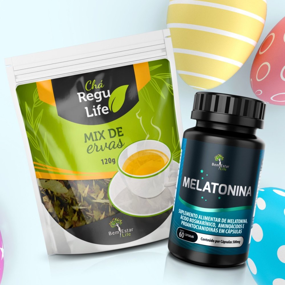 MELATONINA 60 CÁPSULAS  GRÁTIS CHÁ REGULIFE PACOTE 